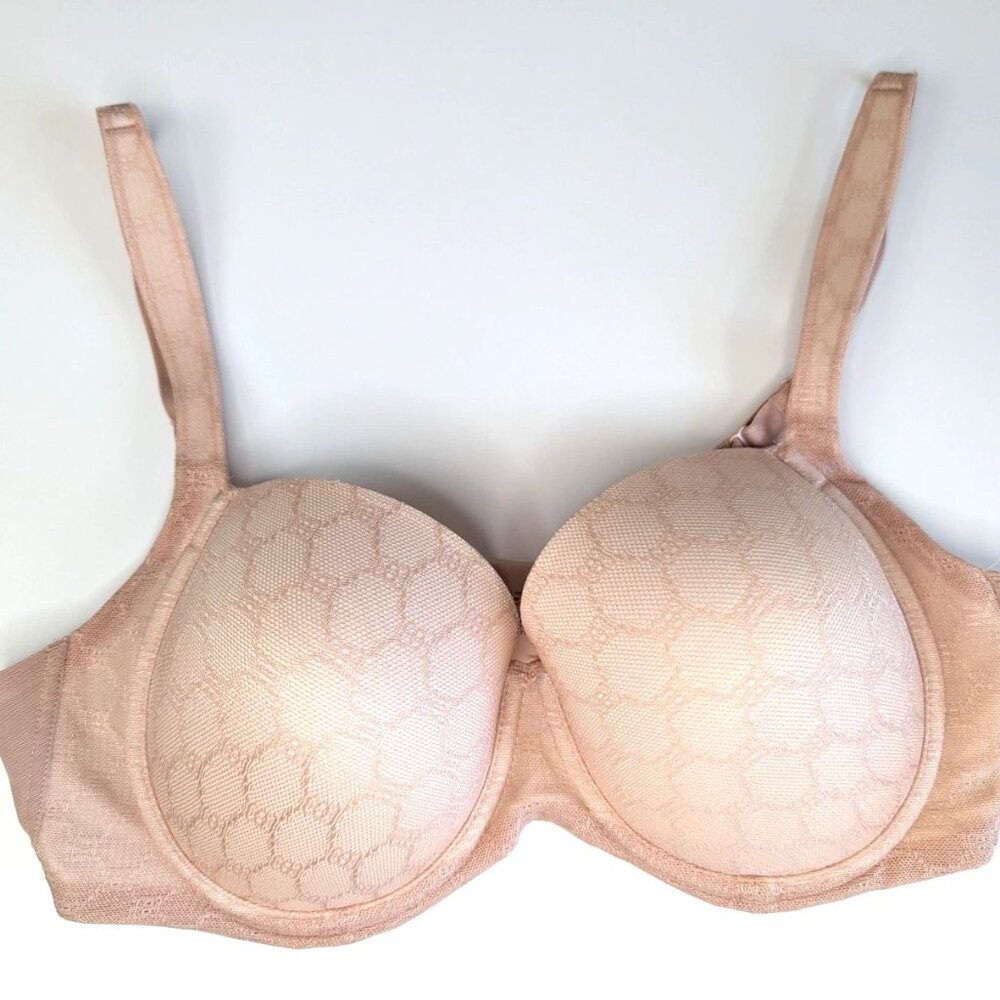 Soma Bra 36D Stunning Support Underwire Beige Geo Lace Full Coverage 102101